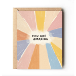 Greeting card with colorful rays and the words "You Are Amazing"