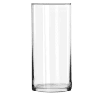 Clear cylindrical glass vase on a white background
