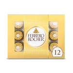Box of Ferrero Rocher chocolates with gold wrappers