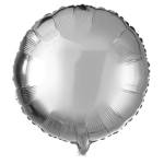 Round silver foil balloon on a white background