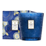 Blue patterned candle in a matching decorative box