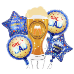Set of Father's Day foil balloons including a beer glass shape and blue star and round designs