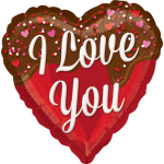 Heart-shaped balloon with "I Love You" text and confetti hearts