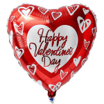 Heart-shaped red balloon with "Happy Valentine's Day" text