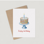 Birthday card with a sprinkled cake and candle
