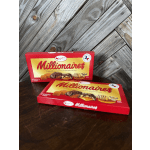 Two boxes of Millionaires chocolate candies on a wooden surface