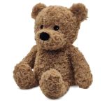 Brown plush teddy bear sitting on a white background