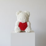 White rose teddy bear with a red heart on its chest
