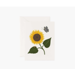 Greeting card with a sunflower and butterfly illustration