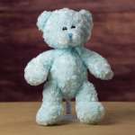 Light blue teddy bear with a ribbon bow