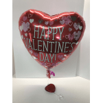 Heart-shaped red balloon with "Happy Valentine's Day" text and heart patterns