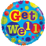 Colorful balloon with the words Get Well and 1