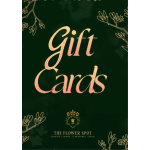 Gift card with dark green floral border and large "Gift Cards" text