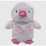 Pink plush penguin toy with sparkly beak and feet