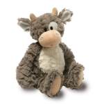 Plush gray and white giraffe stuffed animal sitting upright