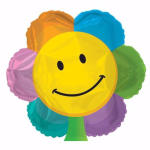 Smiley face flower-shaped balloon in rainbow colors