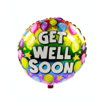 Round balloon with "GET WELL SOON" text and colorful balloon pattern