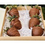 Box of chocolate-covered strawberries in a gift tray