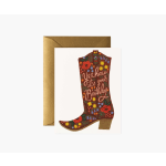 Birthday card with a floral cowboy boot illustration