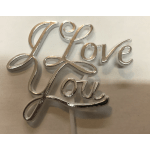 Metallic script sign reading "Love You"