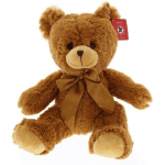 Brown plush teddy bear with a ribbon bow
