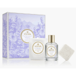 Lavender floral gift set with candle, diffuser, and soap bar