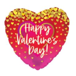 Heart-shaped Valentine’s Day balloon with pink and red design