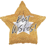 Gold glitter star with "Best Wishes!" text