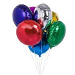 Cluster of shiny metallic balloons in assorted colors