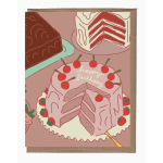 Birthday card with illustrated cake slices and cherries