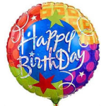 Colorful birthday balloon with "Happy Birthday" text