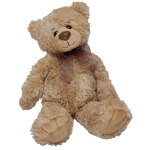 Plush teddy bear with a plaid bow tie