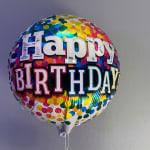 Colorful birthday balloon with "Happy Birthday" text