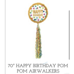 Birthday balloon with multicolored dots and a long tassel tail