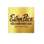 Gold square label with 'Esther Price Fine Chocolates' in dark script text