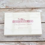 White chocolate gift box with Sweet Ashley's logo