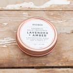Round tin of lavender and amber solid fragrance
