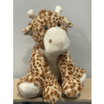 Plush giraffe stuffed animal with brown and white spots