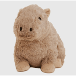 Plush hippo toy in tan fur on a white background