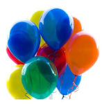 Cluster of colorful balloons on a white background