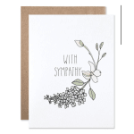 Sympathy card with a simple floral line drawing and envelope