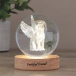 Crystal Keepsake Dog Angel Orb with Wood LED Base
