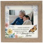 Wooden photo frame with floral border and memorial quote