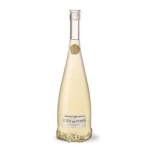 Bottle of white wine with a pale label