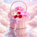 Pink Cloud Preserved Flower Basket