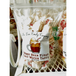 Bag of root beer float salt water taffy in clear packaging