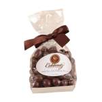 Bag of milk chocolate espresso beans tied with a brown ribbon
