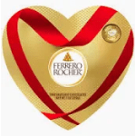 Heart-shaped Ferrero Rocher chocolate box with red ribbon