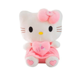 Hello Kitty plush toy holding a pink heart