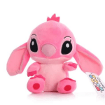 Pink plush bunny toy with long ears and large eyes